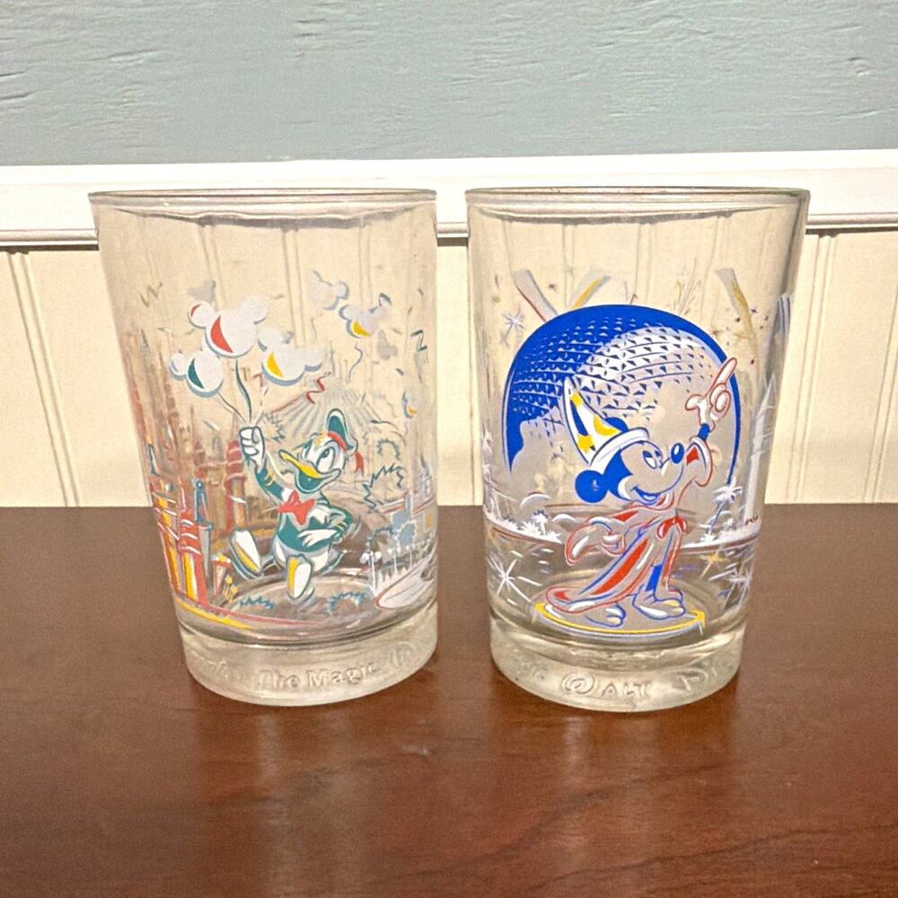 Disney Donald Duck & Mickey Mouse Glass Tumbler Set - Disney 25 year